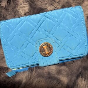 Vera Bradley RFID Turnlock Wallet in teal #rfid #verabradley #quiltedwallet
